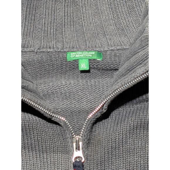 Vintage United Colors of Benetton Full Zip Knit‎ Sweater Jacket Gray XL Italy - Picture 3 of 13